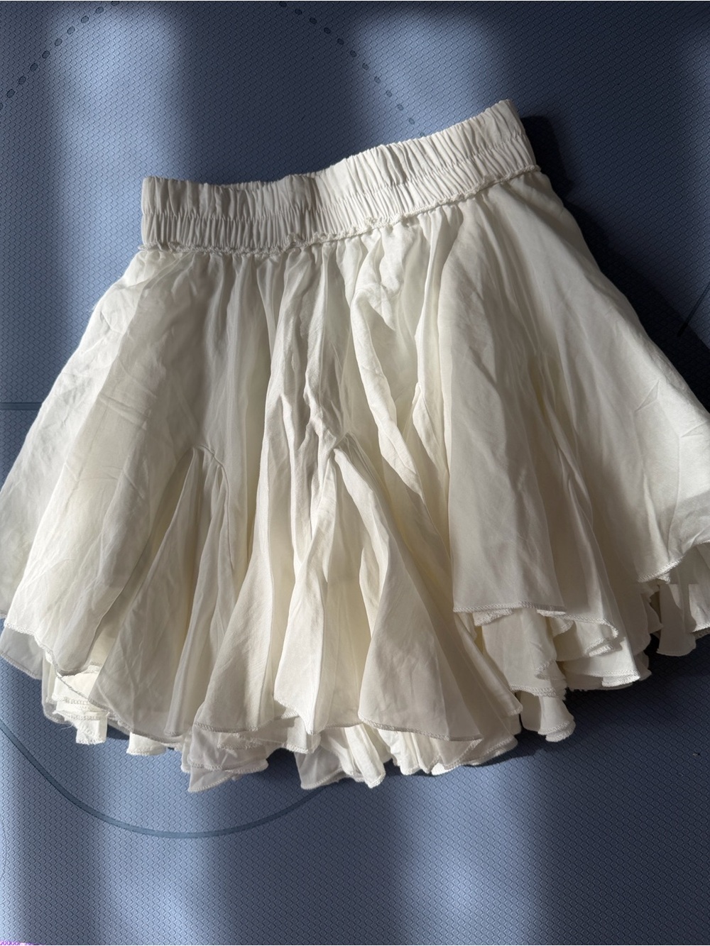Women’s Cream Tiered Mini Skirt - Lightweight Flowy Design